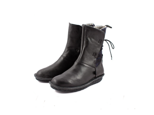 Piper L - Leather / Tweed - Black